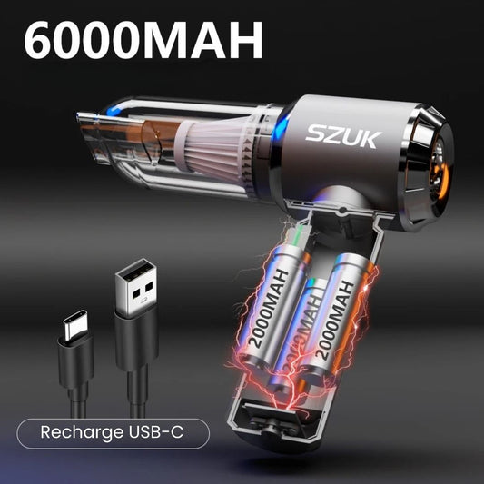 information sur la batterie et la recharge de l'aspirateur voiture sans fil SZUK