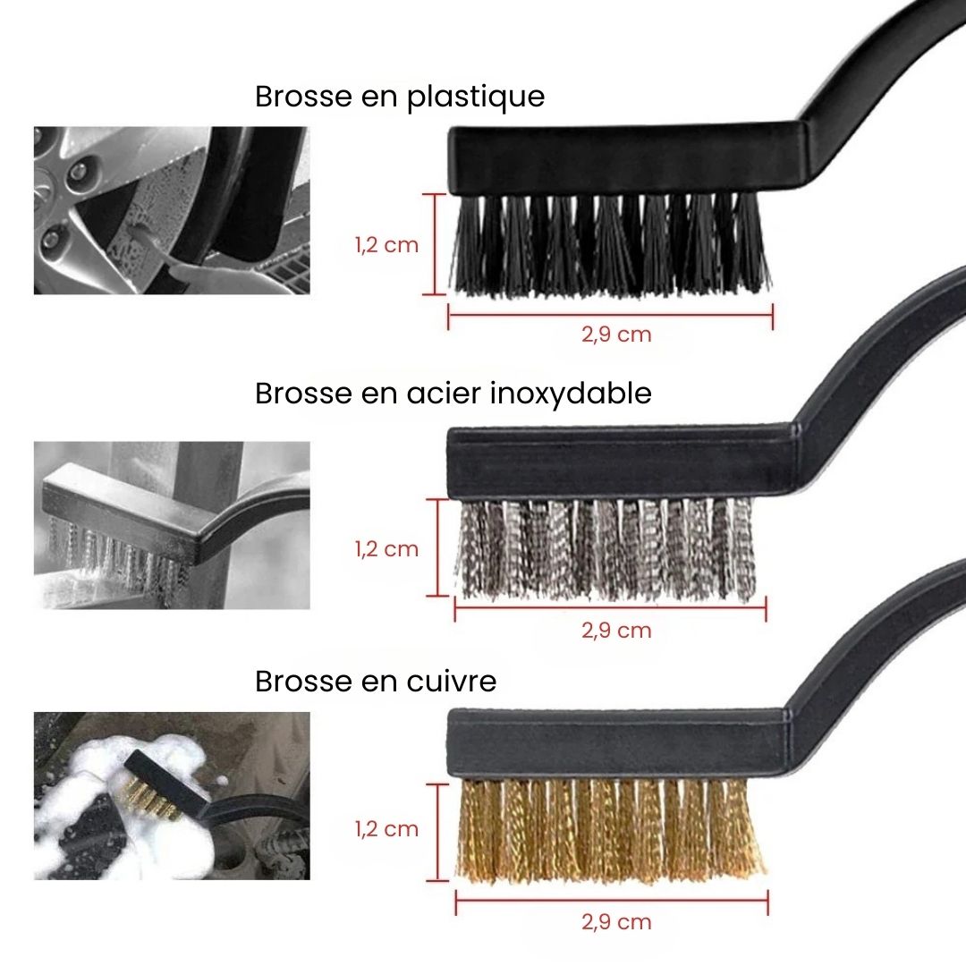 Présentation des 3 brosses de nettoyage