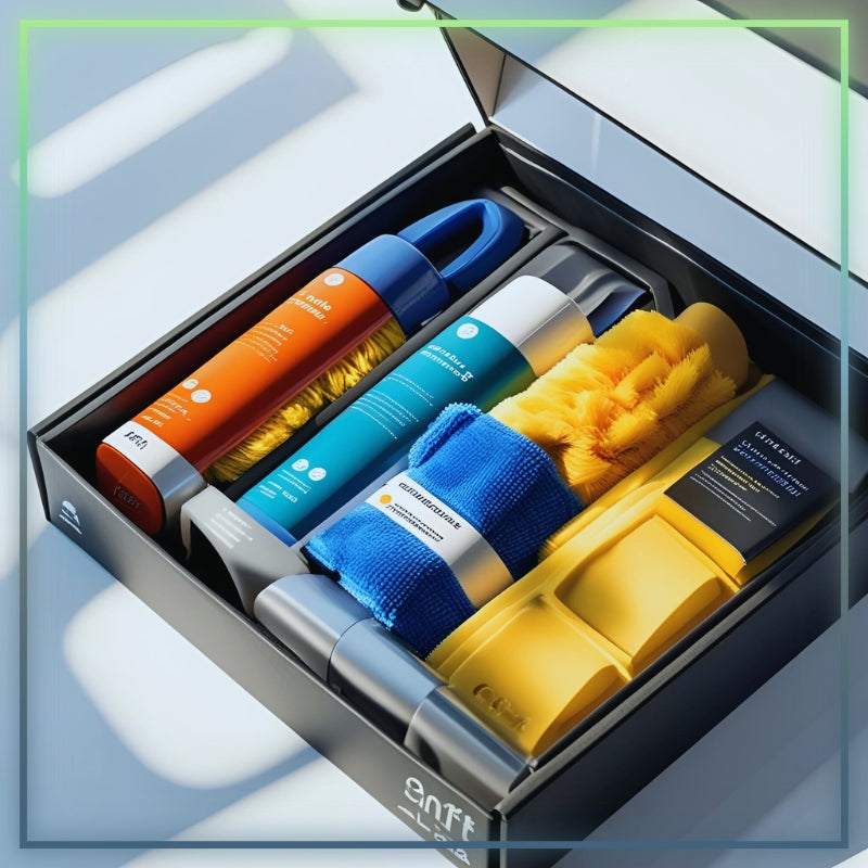 Kit de nettoyage automobile avec produits et/ou accessoires – pack entretien voiture intérieur et extérieur
